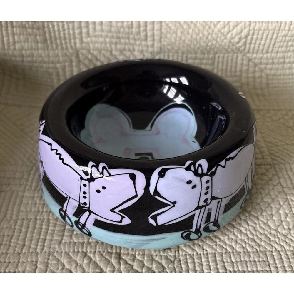 Boutique Hand Painted Ceramic Dog/cat Bowl 5.5